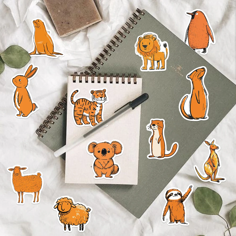 50PCS Kawaii Animal Pets Orange Cat Graffiti Stickers Aesthetic Dog Bear House Scrapbook Stationery Refrigerator Sticker Decal