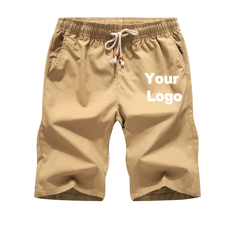 Custom Logo Casual Shorts Men\'s Summer Pants Cotton Loose Breathable Cargo Pants Large Shorts Beachwear