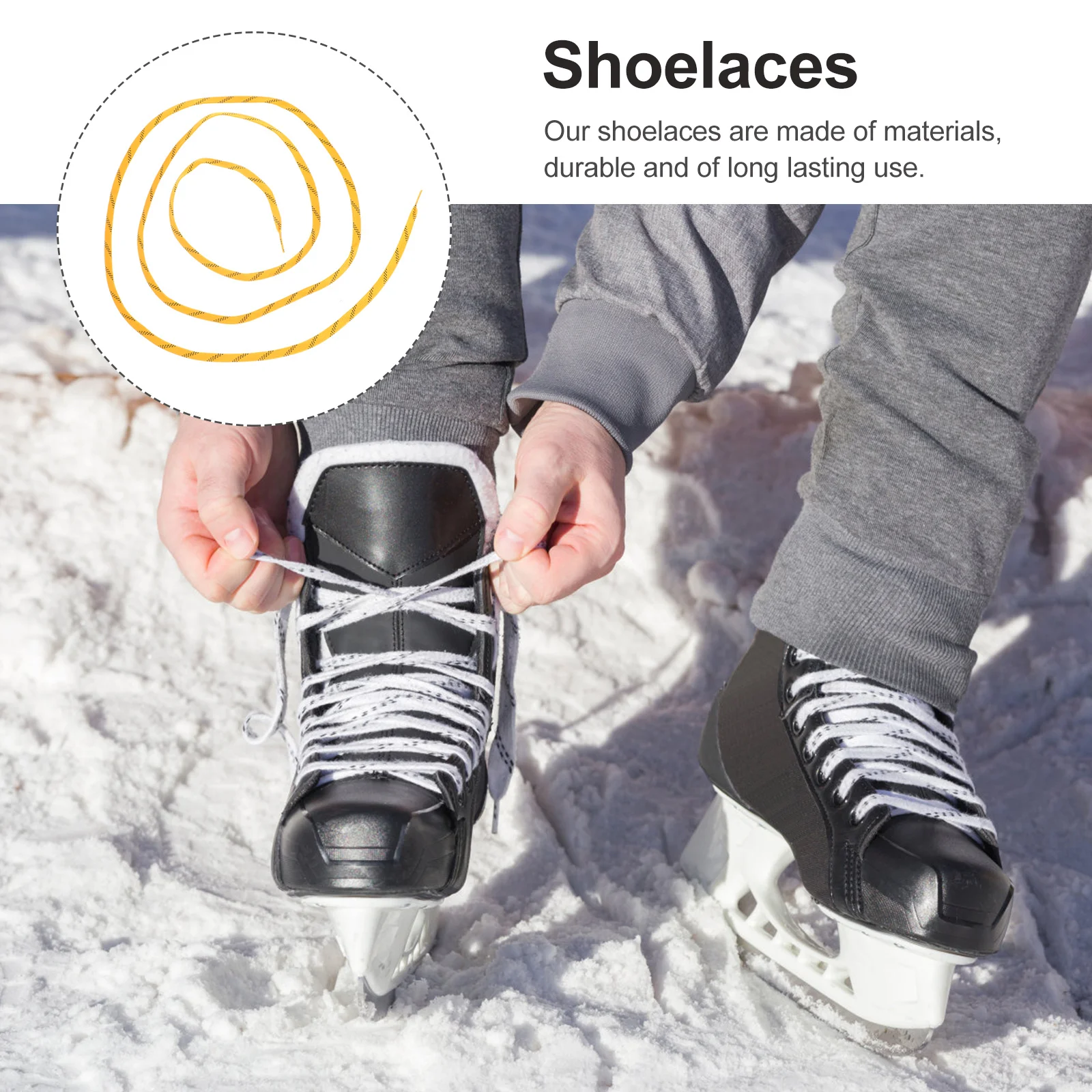 

1Pair Waxed Durable Anti-Freezing Shoelaces Professional Ice Hockey Skate Laces Long Lasting Sports Ski Yellow 96 Inch