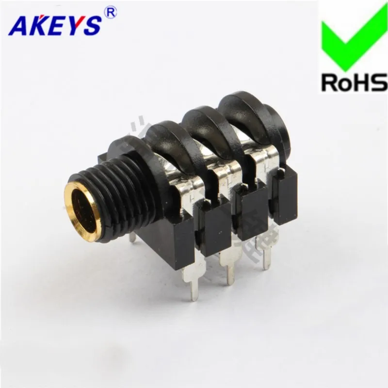 10 PCS PJ-610A Gold-plated High Quality 6.35MM Socket Microphone 6 Foot Socket 2 Fixed Foot Stereo Headphone Socket