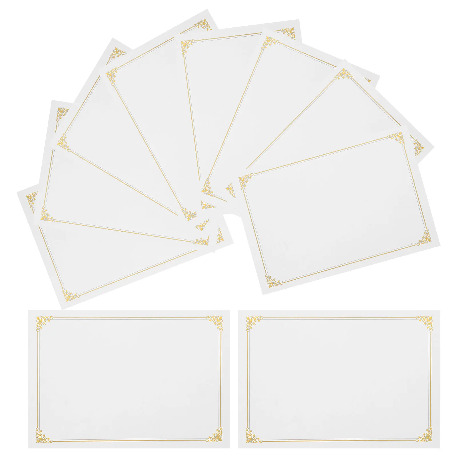 

10pcs Gold Foil Certificate Paper Blank Writable for Academic Awards Graduation Diplomas Certificate Inner Pages