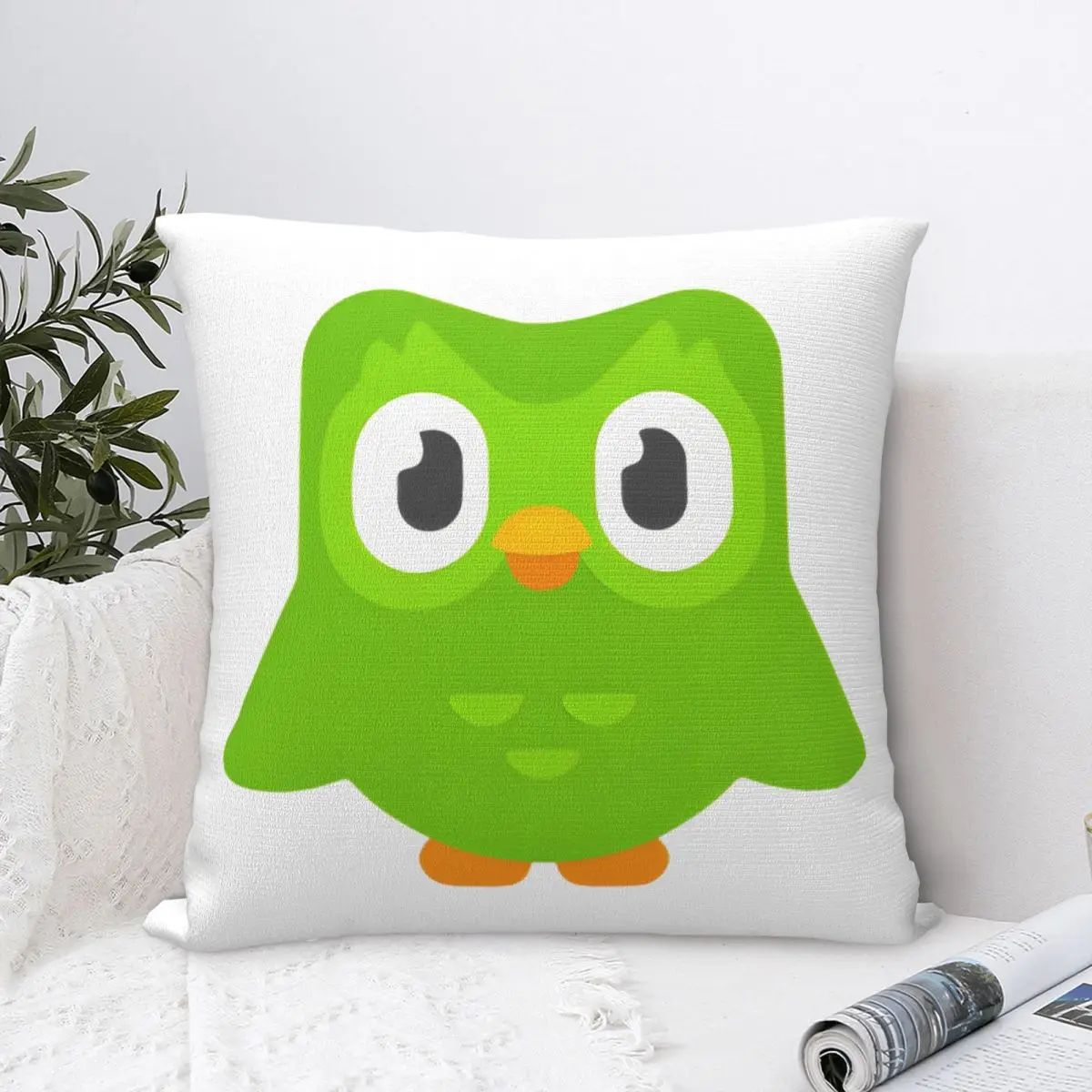 Duolingo Square Pillow Covers Couch Cute Cartoon Owl Cushion Case Cute Home Decoration Pillow Cover 45*45