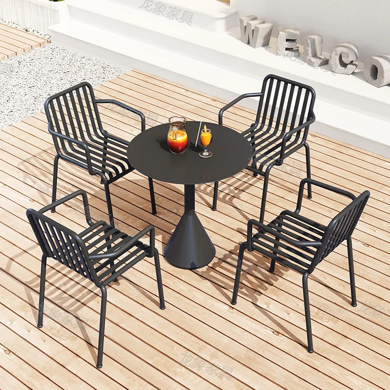 Outdoor table and chair set Villa courtyard Garden Balcony Sales Department Outdoor open-air outdoor leisure wrought iron table