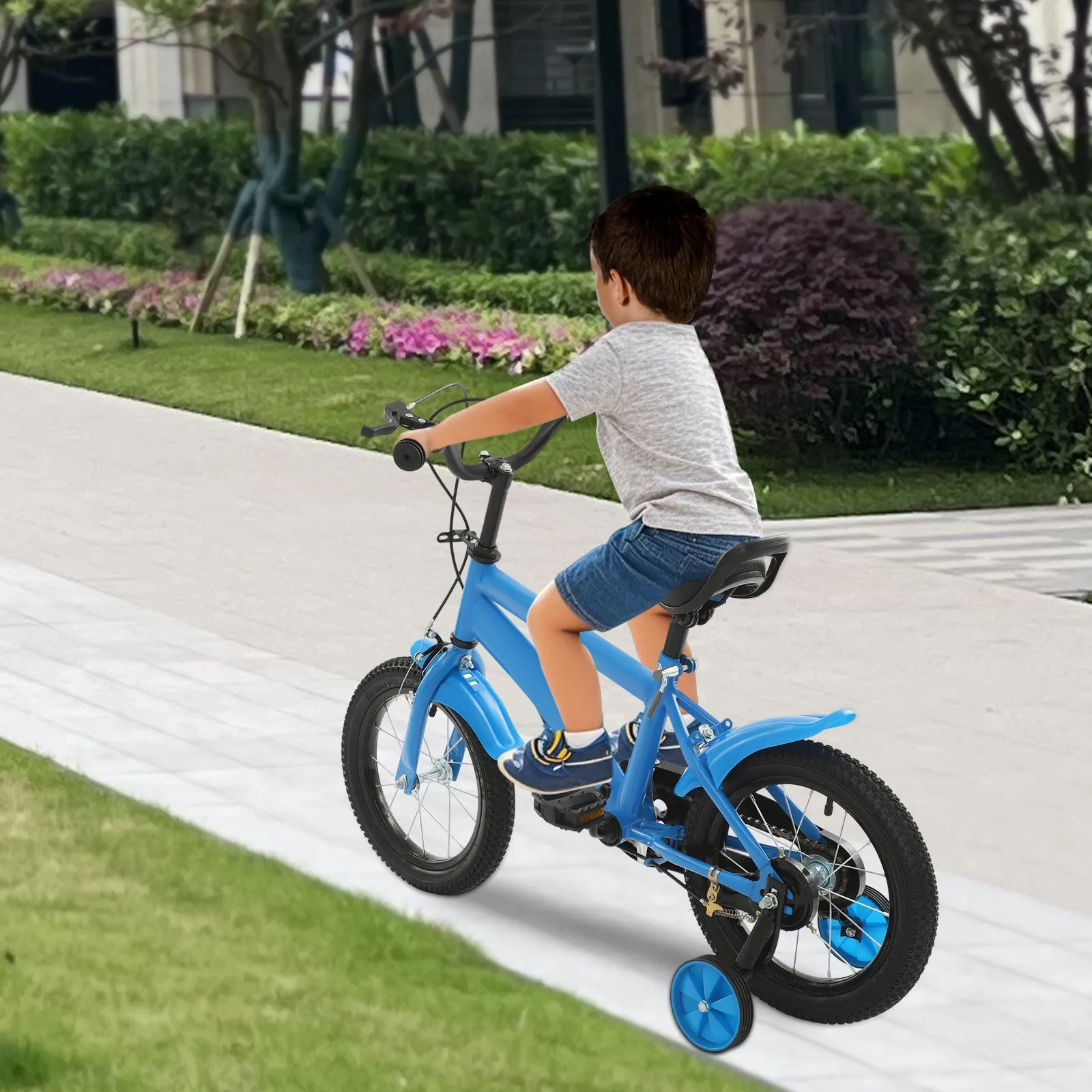 Bicicletta per bambini Bicicletta per bambini da 14 pollici Ragazzi Ragazze Bici per bambini unisex con ruota da allenamento di sicurezza per 3-6 anni