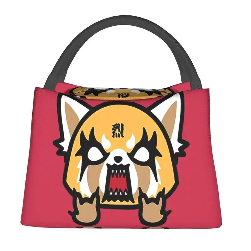 Aggretsuko Anime Manga Thermal Insulated Lunch Bag Women Aggressive Retsuko Screaming Resuable Lunch Container Meal Food Box