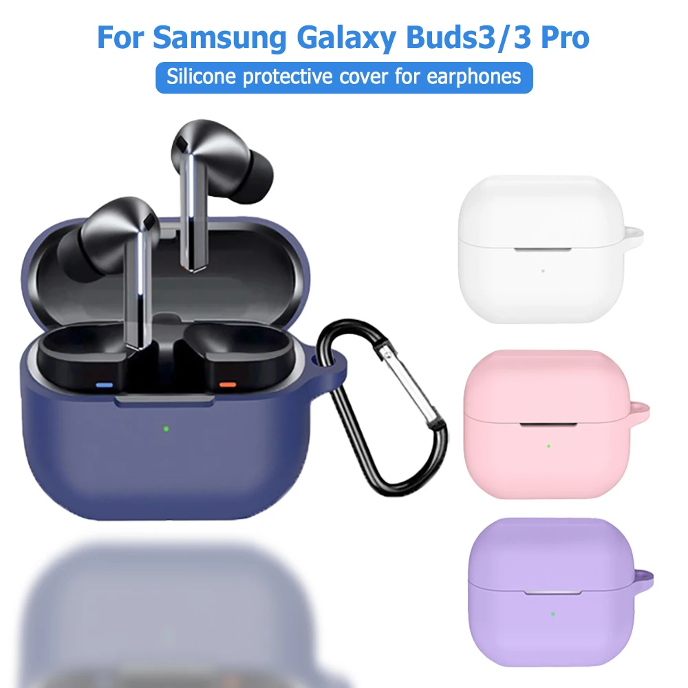 

Silicone Cover For Samsung Galaxy Buds 3 Pro Earphone Accessories Bluetooth Headset Silicone Case With Carabiner Galaxy Buds 3