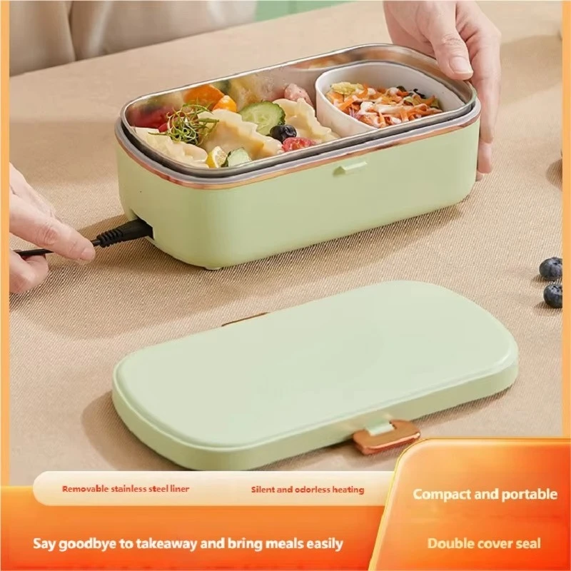 Electric stainless steel food insulation lunch box silent and odorless heating 36W double cover sealing buckle closed 900mL