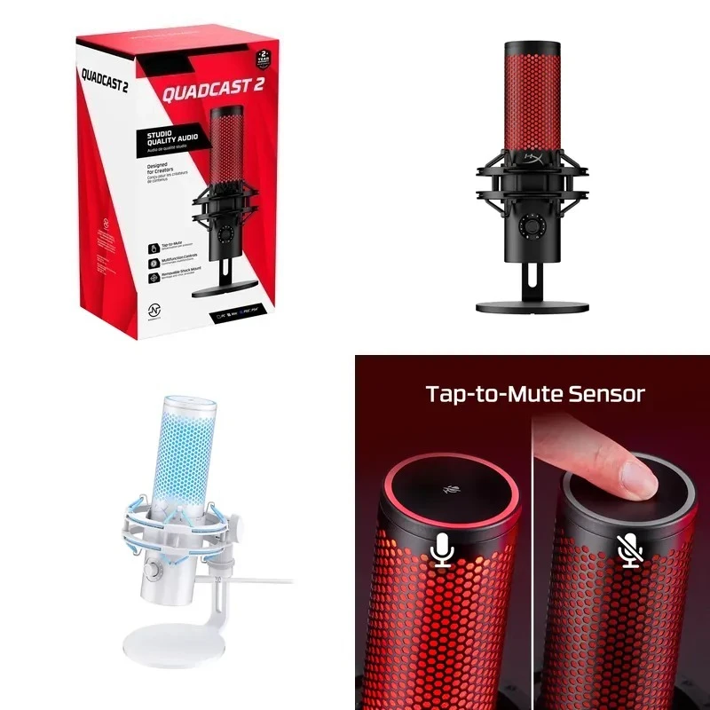 Hot Sale High-RES Studio Hyper Quadcast 2 USB-C Condenser Microphone PC Microphone Gaming MIC for Desktop Live Stream Podcast