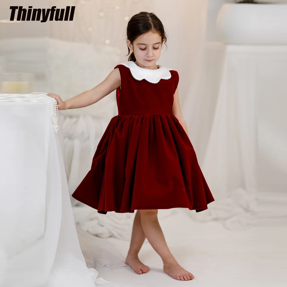 

Тонкое бархатное короткое платье А-силуэта для девочек с цветочным узором, с круглым вырезом, без рукавов, детские вечерние платья, нарядные платья на день рождения для девочек, на заказ