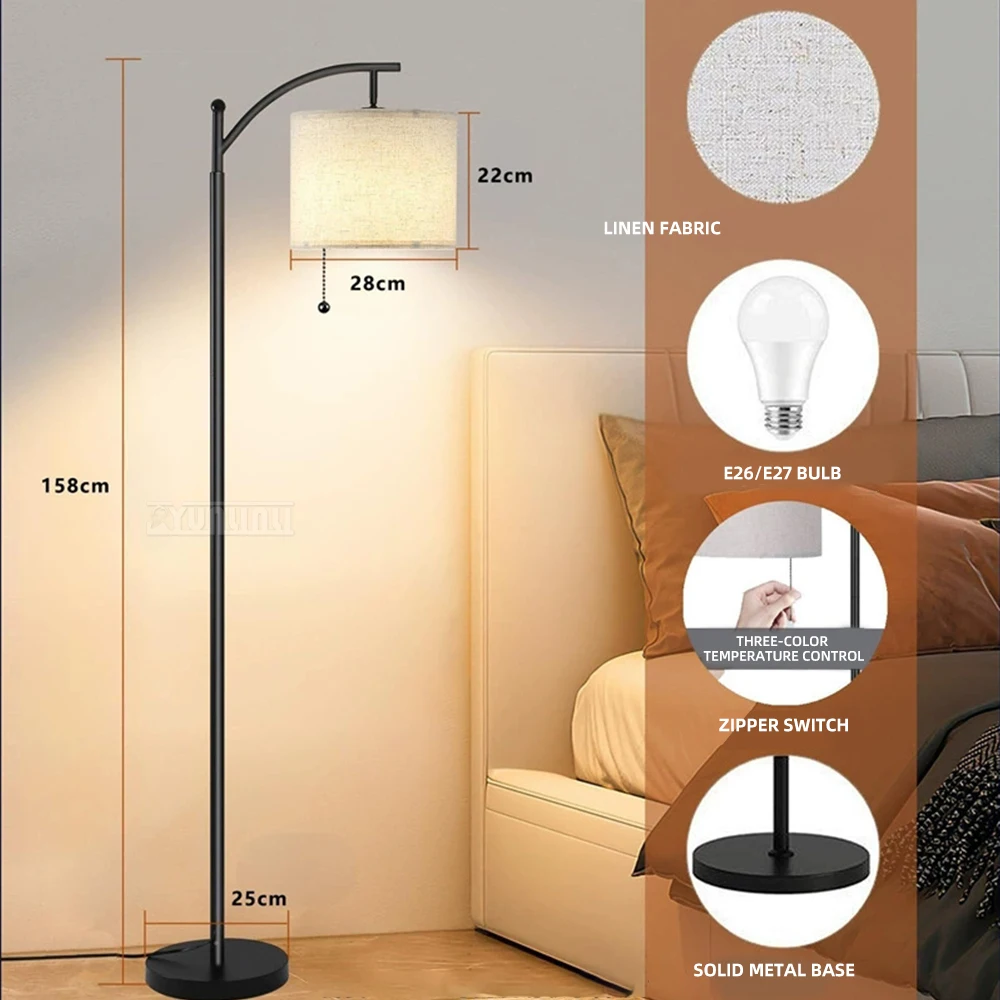 LED Floor Lamp, Luxurious Living Room Sofa, Zipper-Style Ambient Table Lamp, Bedroom Bedside, Corner Floor Lamp