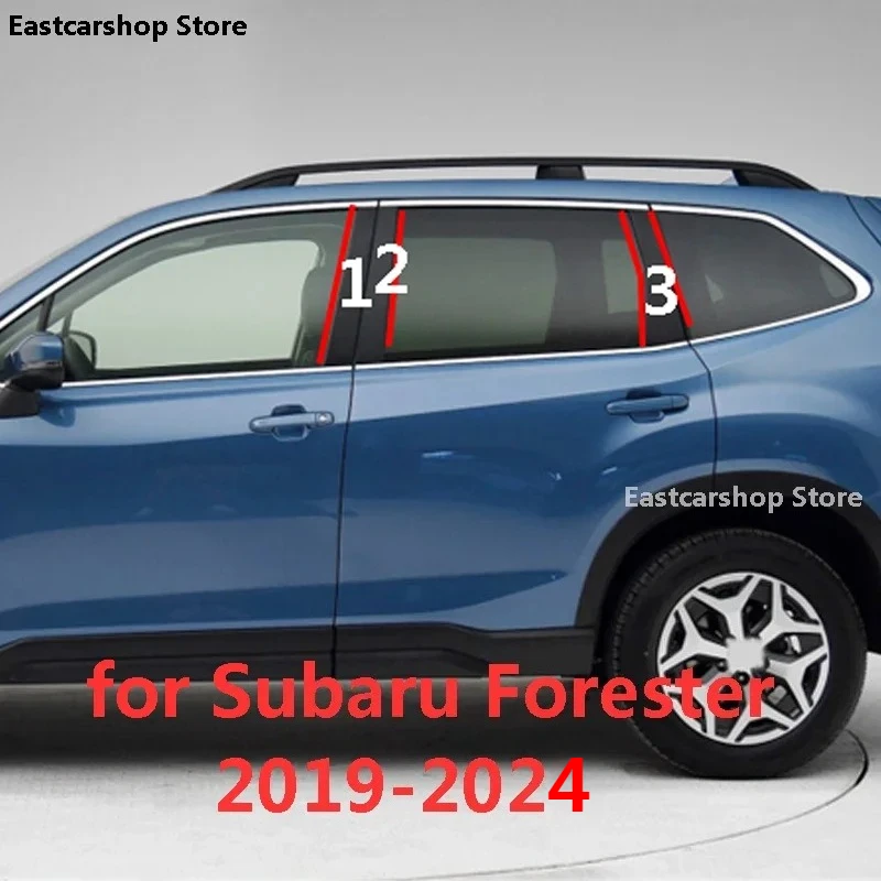

For Subaru Forester 2019-2024 Car B C Pillar Middle Central Column PC Window Trim Decoration Strip Sticker Accessories