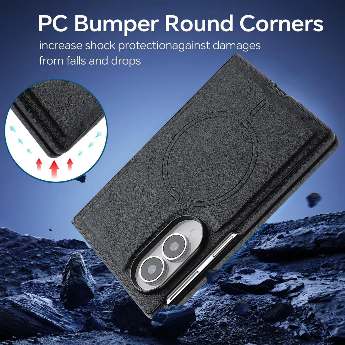 Magnetic Carbon Fiber Leather Phone Case for Samsung Galaxy Z Fold 8 Ultra 7 6 5 4 Protector for Magsafe Wireless Charging Cover - view 4