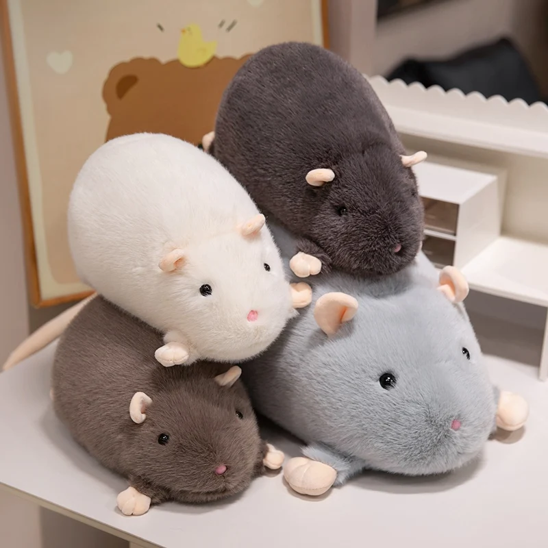 50/90cm Fancy Rat Plush Toy Soft Simulation Mouse Plushie Doll Stuffed Animal Mascot Peluche Pet Mouse Kid Birthday Gift