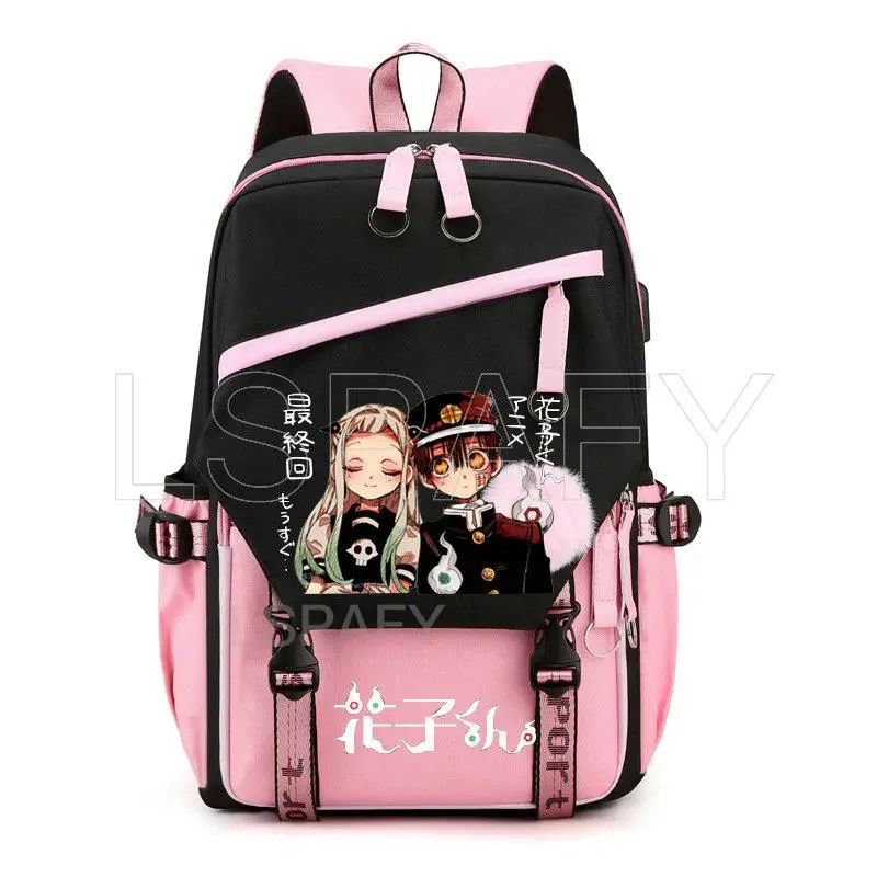 Anime Toilet-Bound Hanako-Kun USB Girl Backpack School Book Bags Women Men Travel Bags Laptop Headphone Port Mochila