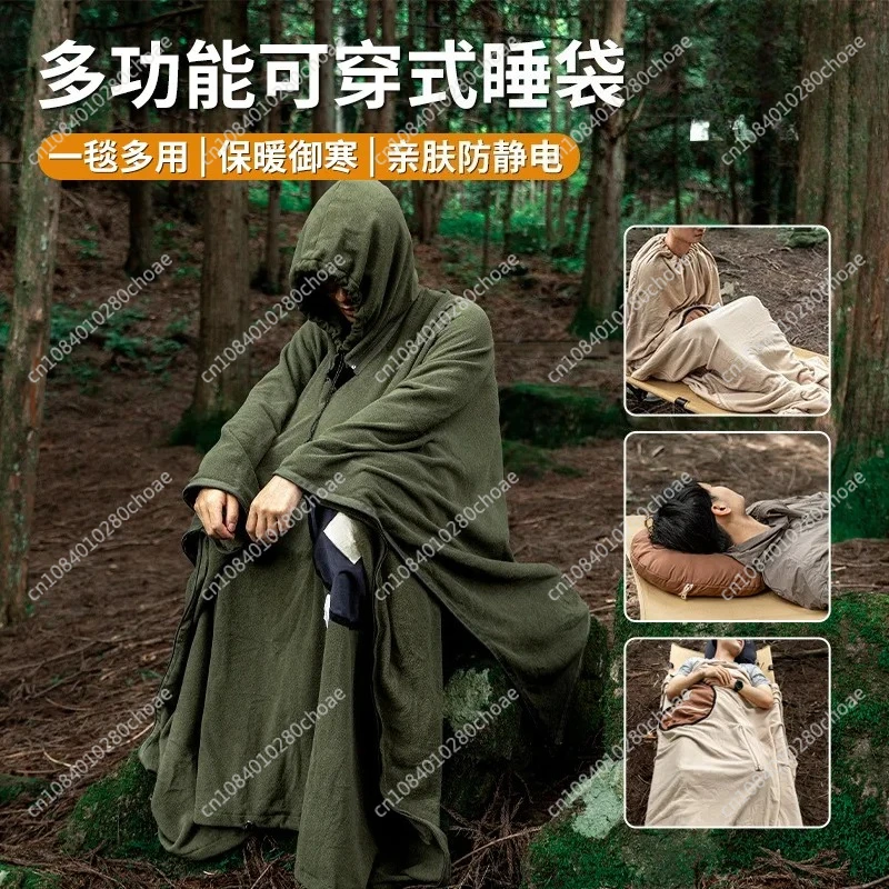 

Multi-purpose Cape Sleeping Bag Outdoor Camping Fleece Travel for Dirty Sleeping Bag Warm Wearable Adult Cape Sleeping Bag