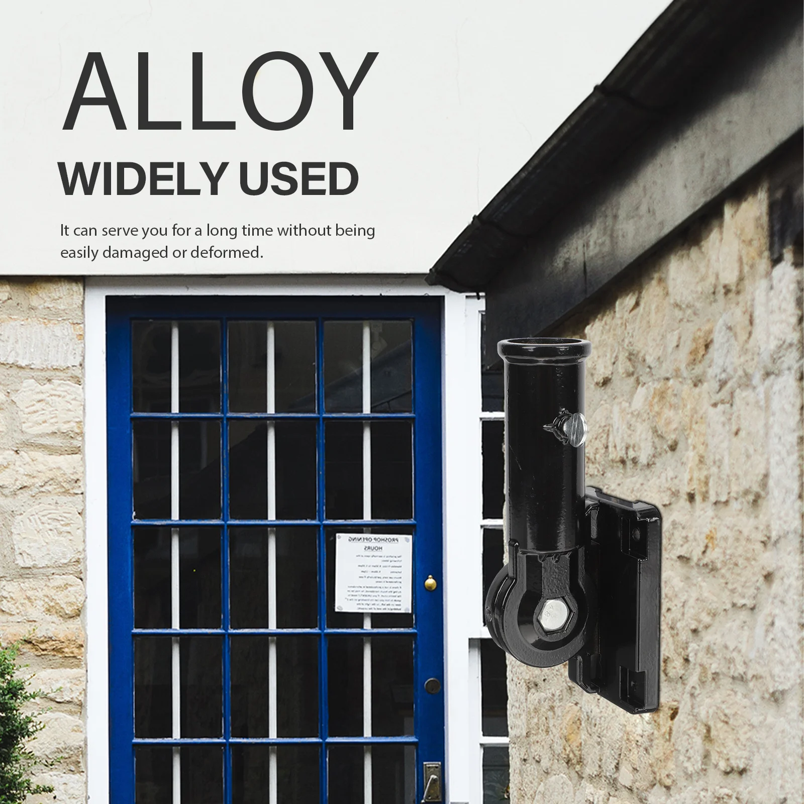 

Adjustable Wall-Mounted Flagpole Bracket Black Aluminum Alloy Flag Pole Support for Garden Balcony Yard Christmas Tree Stand