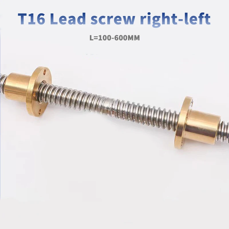 1PC 304 stainless steel T16 Lead Screw right-left length100-1000mm OD 16mm Lead 3/4mm with nut for 3D Printer part