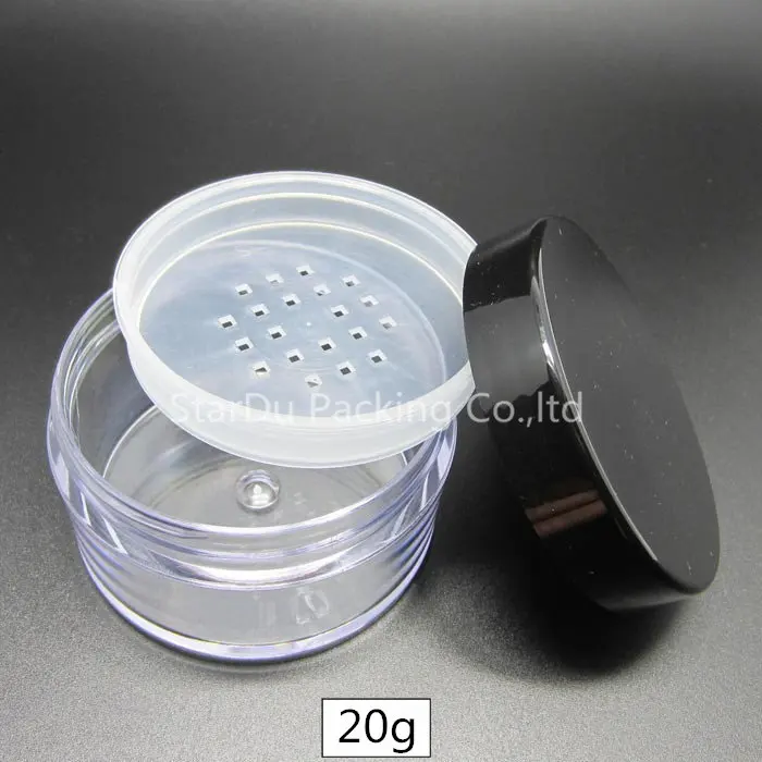 1000pcs/lot 20ml Jar, 20cc Jar With Sifter And Puff , Cosmetic Bottle With Black Lids Wholesale