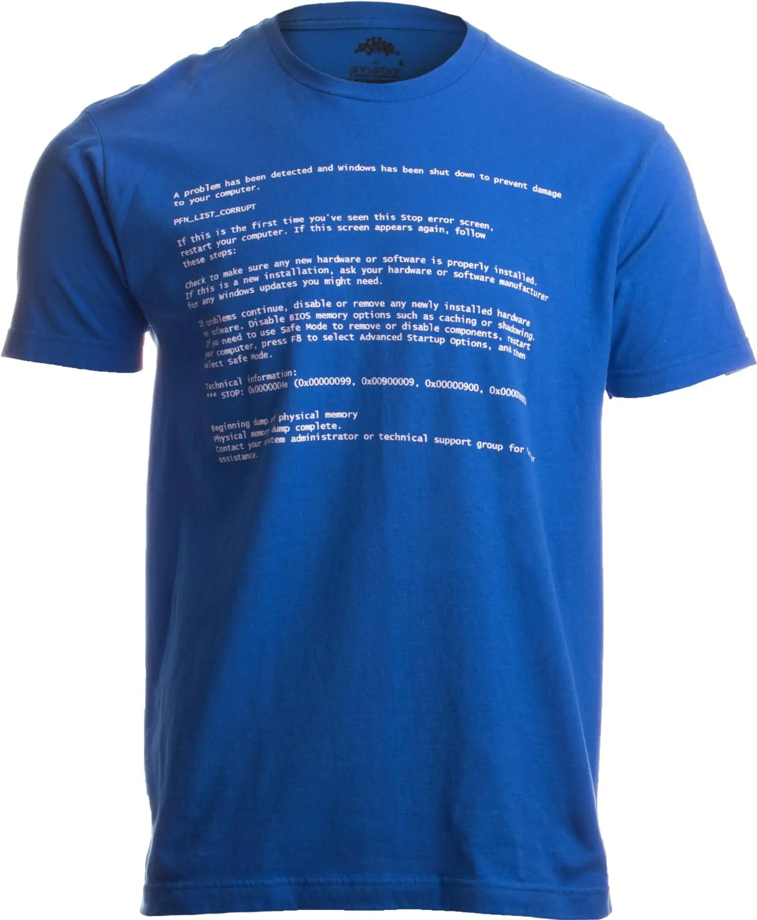 Unisex tela azul da morte gráfico t-shirt, geeky, erro do Windows, computador engraçado nerd, roupas anime para homens e mulheres