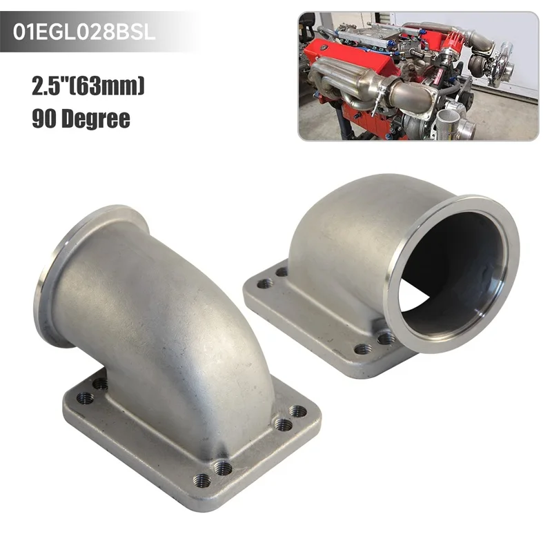 

2 шт. 2,5-дюймовые стальные отливные фланцевые адаптеры-уголки V-band 90 градусов для турбокомпрессоров T3 T4