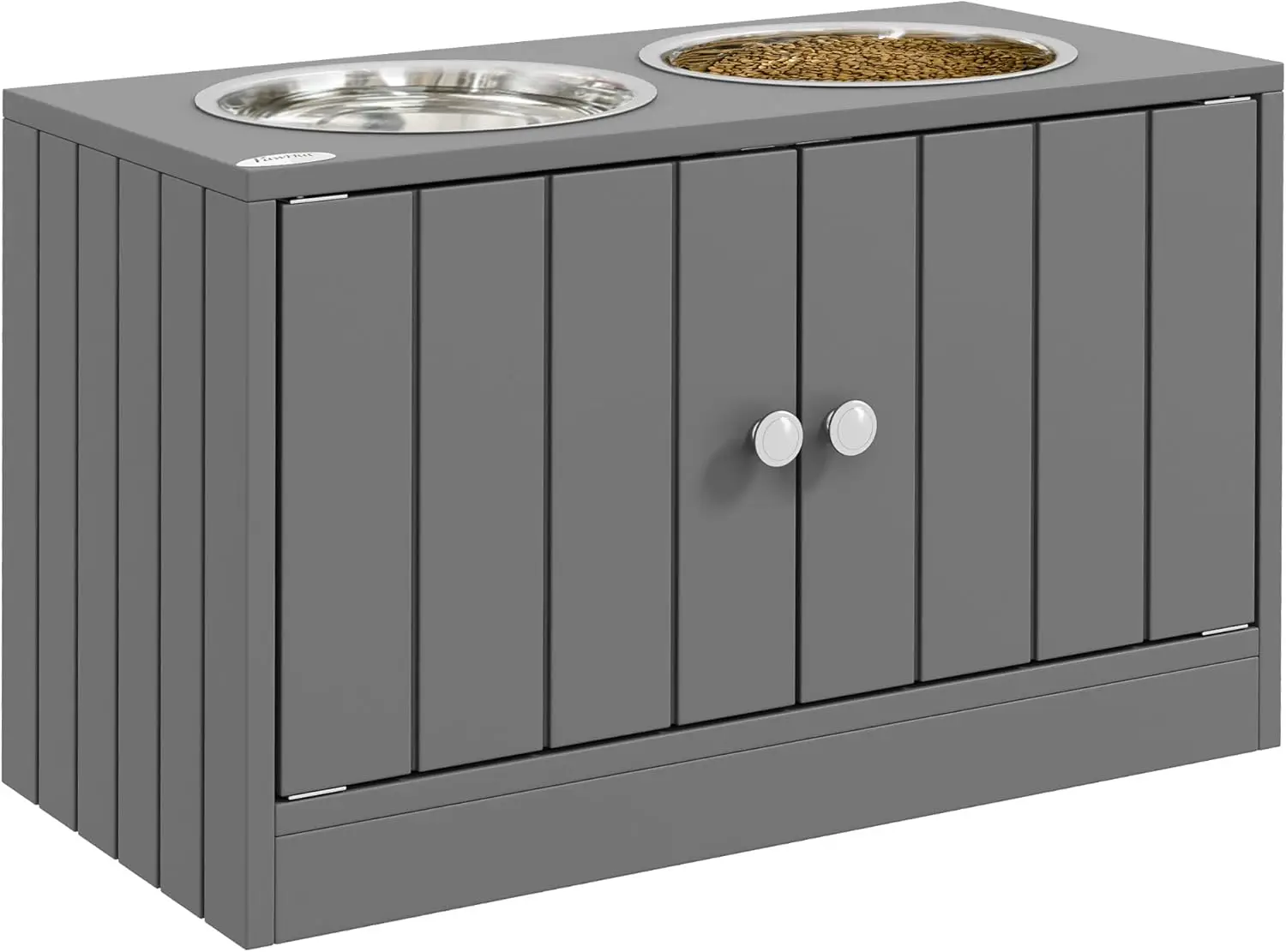 Large Elevated Dog Bowls with Storage Cabinet Containing Large 44L Capacity