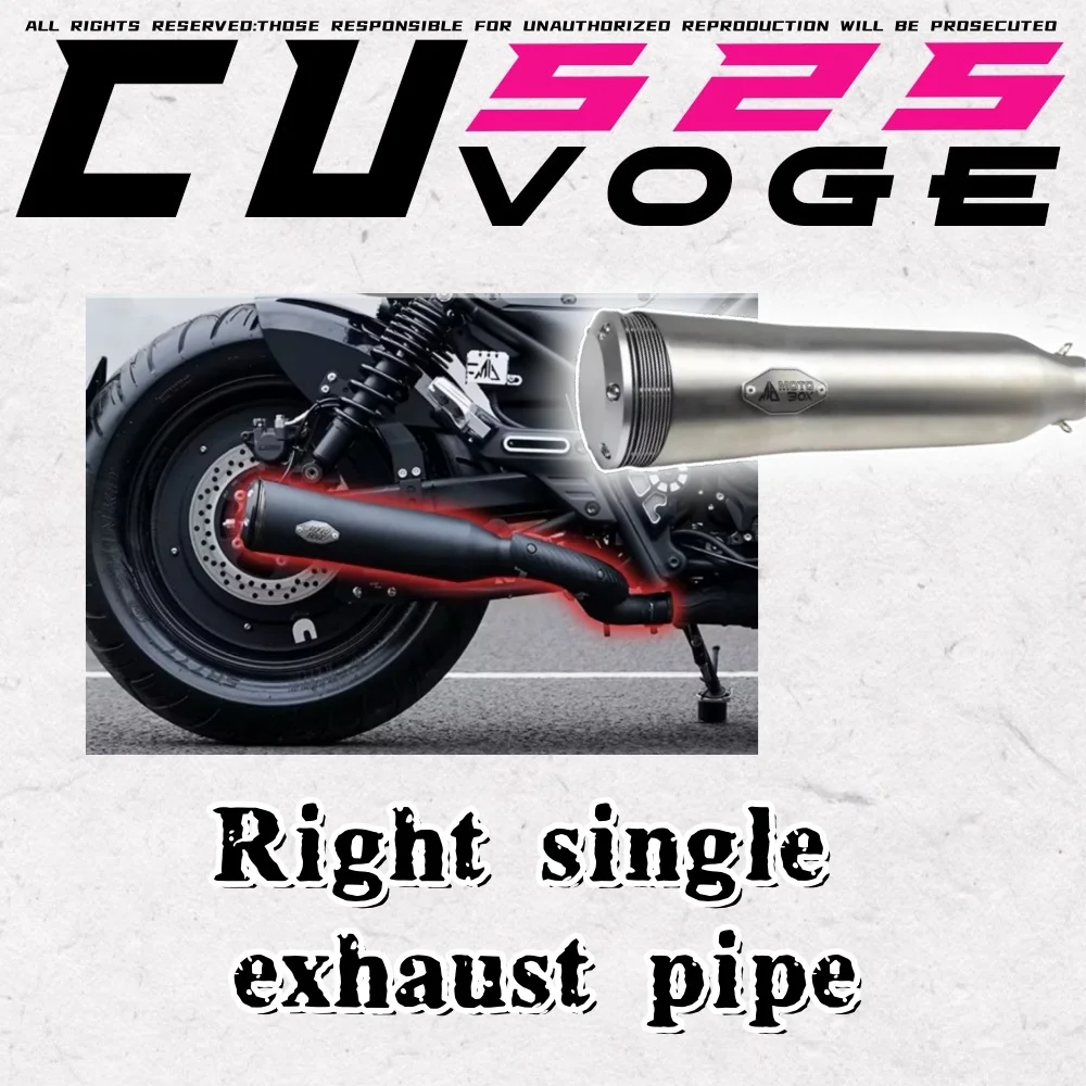 

FOR VOGE CU525 CU-525 525CU modified right side single trap exhaust pipe tail section / middle section retro sound deep and deep