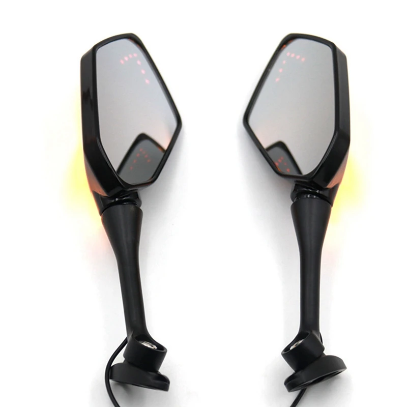 

M0t-rMotorcycle Modified Dual Light Rearview Mirror Led Turn Signal Rearview Mirror Thread 6mm+ Black Dual