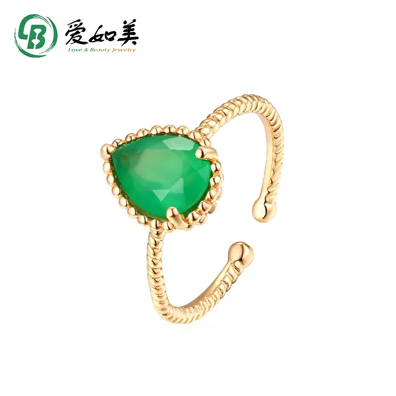 

18K Gold PT950 Platinum Silver Plated 7-layer Gold Japanese Korean Light Luxury Personalized Ring Retro Elegant Green Agate Ring