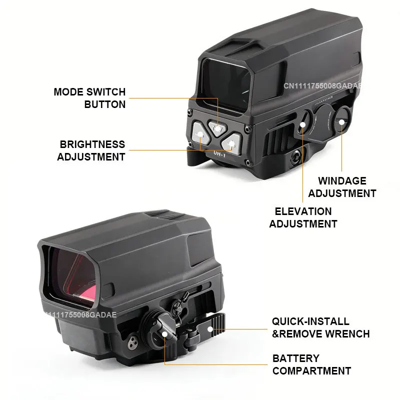 UH1 Holographic Red Dot Sight Gen II Tactical Optic Riflecope VM3X Magnifier for Hunting Airsoft Rifle 20MM Picatinny Rail Mount