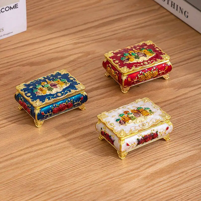 Creative European Luxury Castle Jewelry Box Portable Ring Necklace Storage Case with Cover