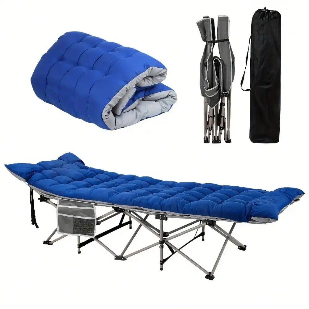 Portable Outdoor Camping Mattress, Camping Cot Pad For Folding Bed For Adults, Oxford Fabric With Storage Pocket, Great For Camp