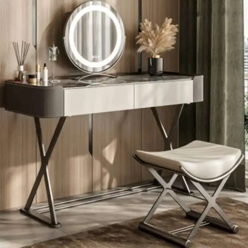 

Bedroom Organizer Dresser Luxury Metal Stainless Storage Drawer Makeup Dressers Sets Mirrors Large Comoda Pra Quarto Accessories