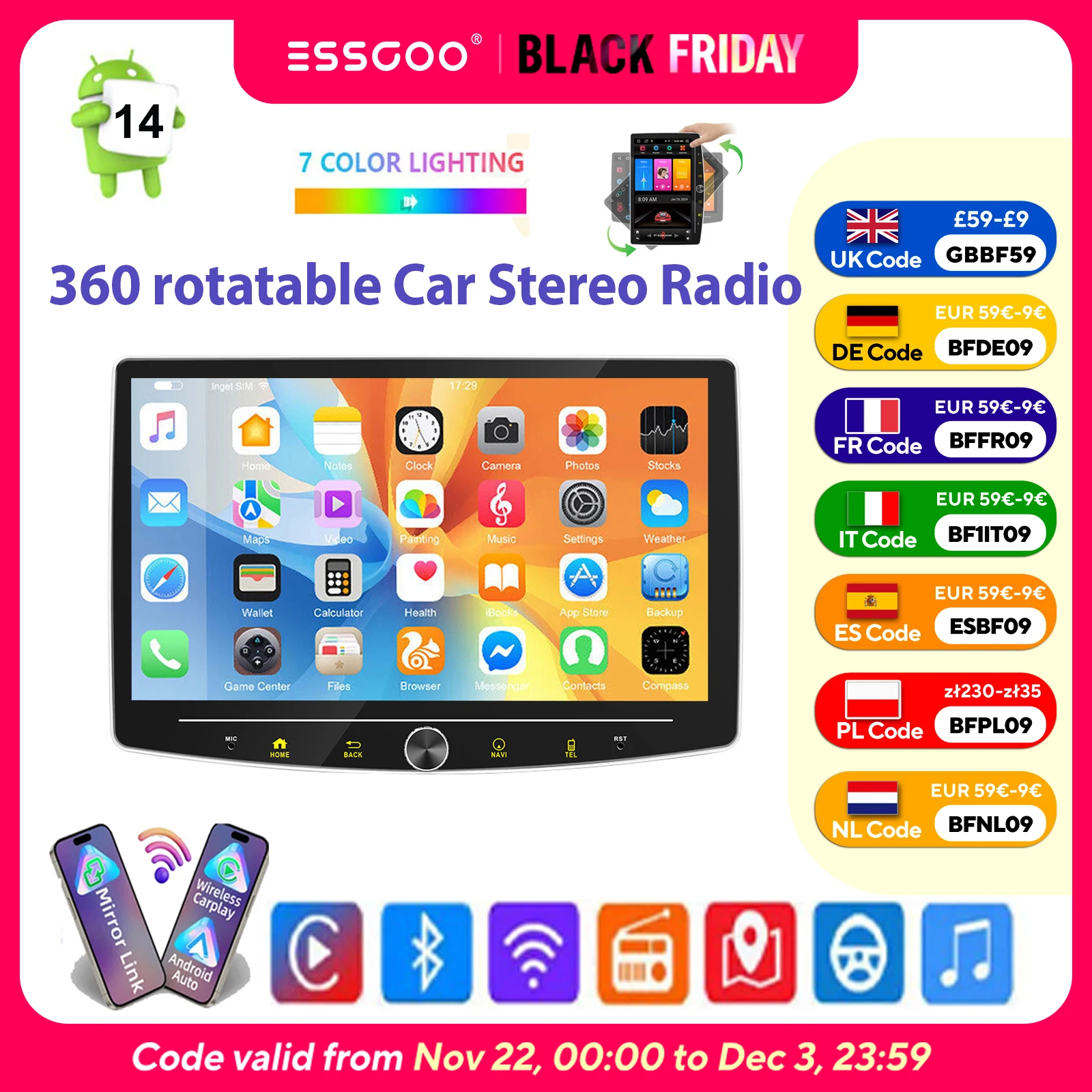 Essgoo 10.1" 1 Din … - image