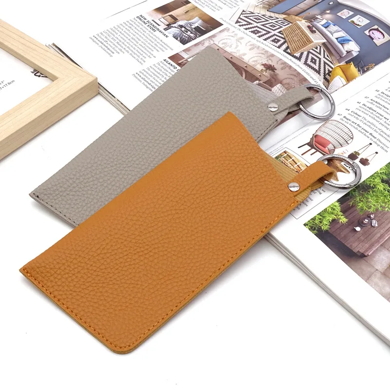 ポータブル吊り下げメガネ収納袋 PU シンプルなサングラスサングラスバッグキーリングメガネ吊り下げバッグ