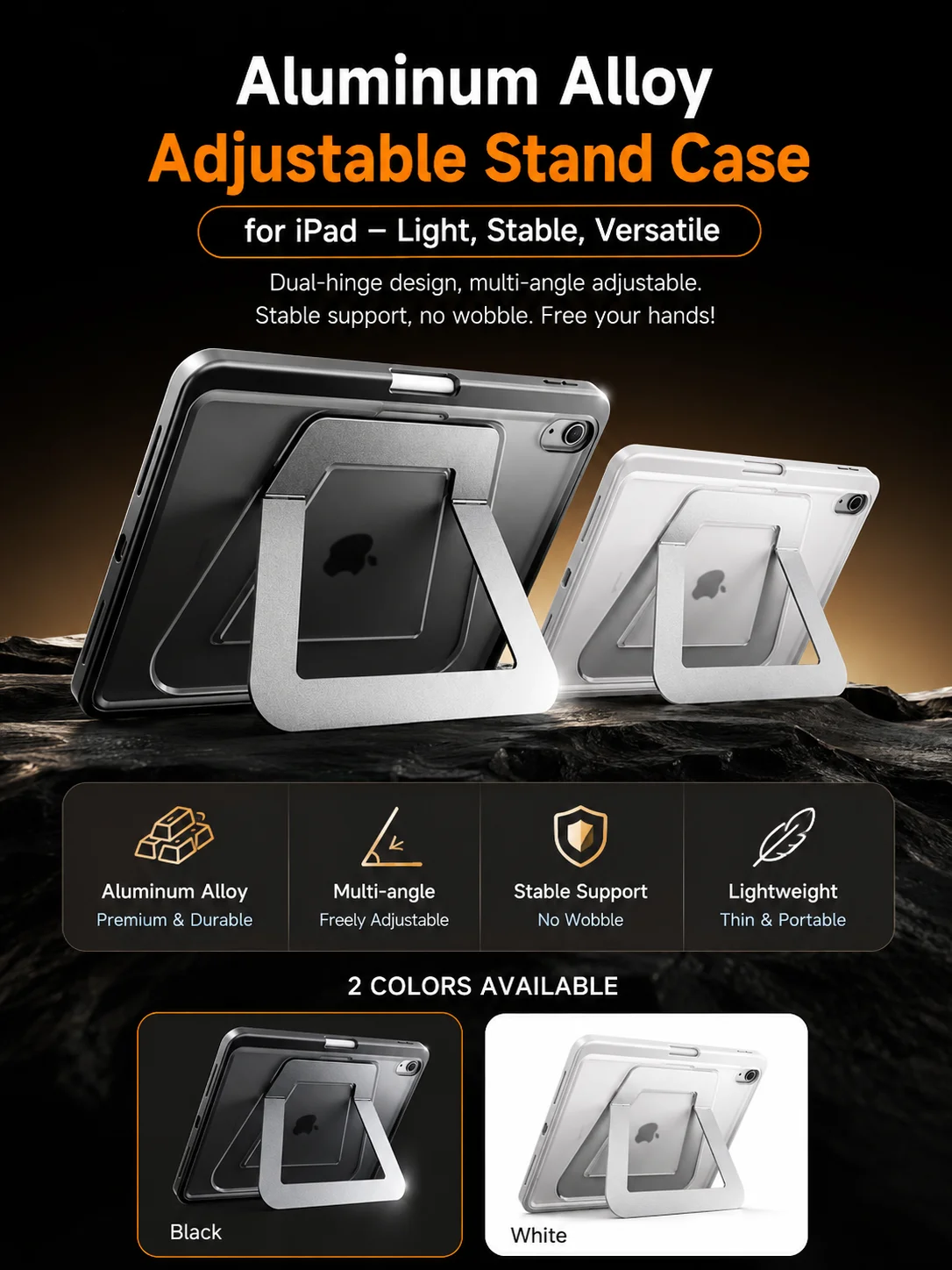 Suitable For iPad Air 4/5/7 Pro 11/12.9, iPad 11/A16, Matte Case For Apple Pencil Holder, Metal Stand Protec Cover, Shockproof