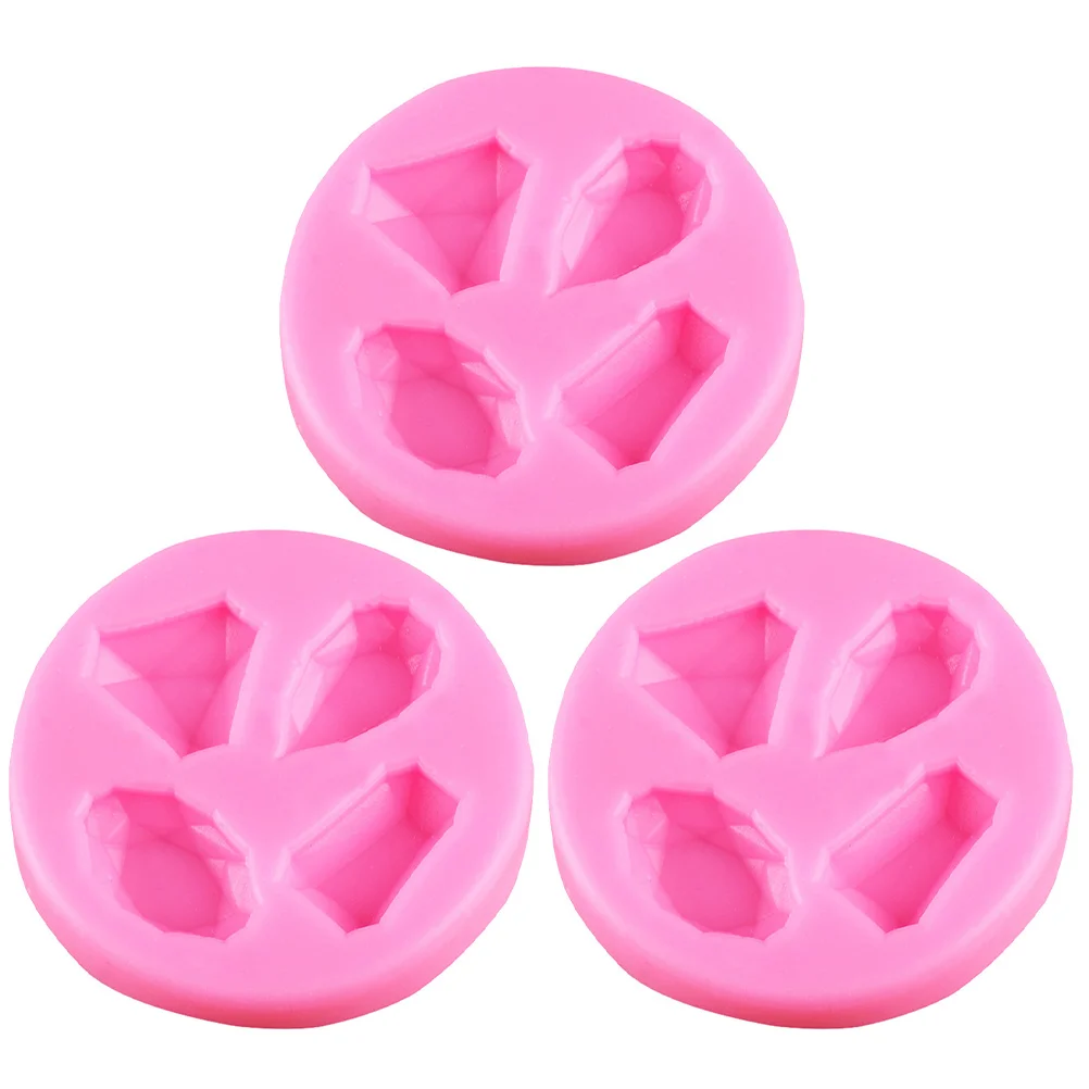 3pcs Gems Cake Mold Diamond Shape Silicone Diy Baking Tool For Chocolate Candy Soap Making Heat Resistant Kitchen Gadget