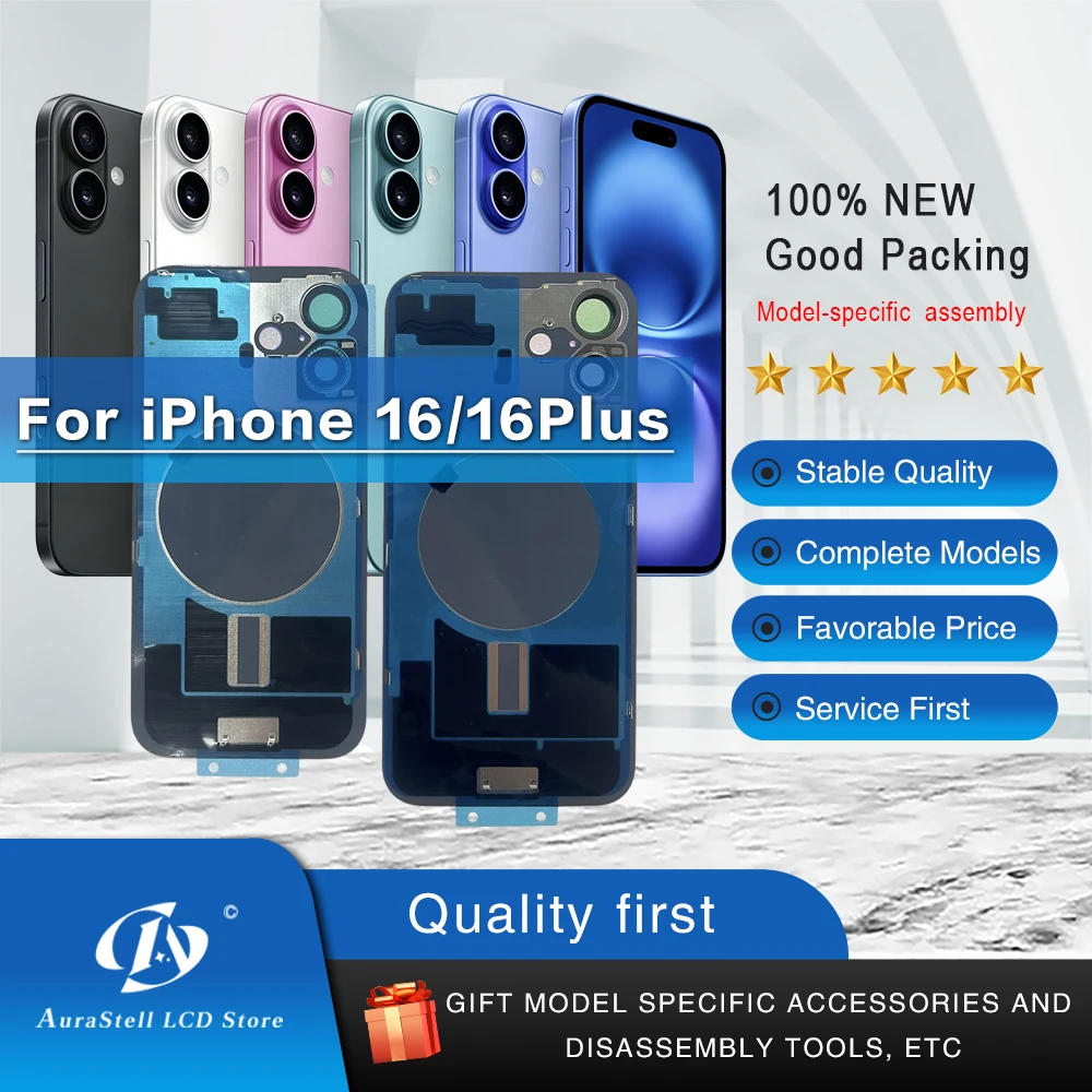 substituicao-de-vidro-traseiro-2-em-1-de-alta-qualidade-para-iphone-16-16-plus-com-vedacao-a-prova-d'Agua-Ima-lente-ferramentas