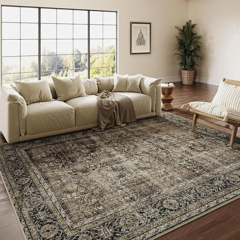 VIKAMA Ethnic Storm Pattern Living Room Carpet Light Luxury Vintage Full Bed Bedroom Study Carpet Home Decoration