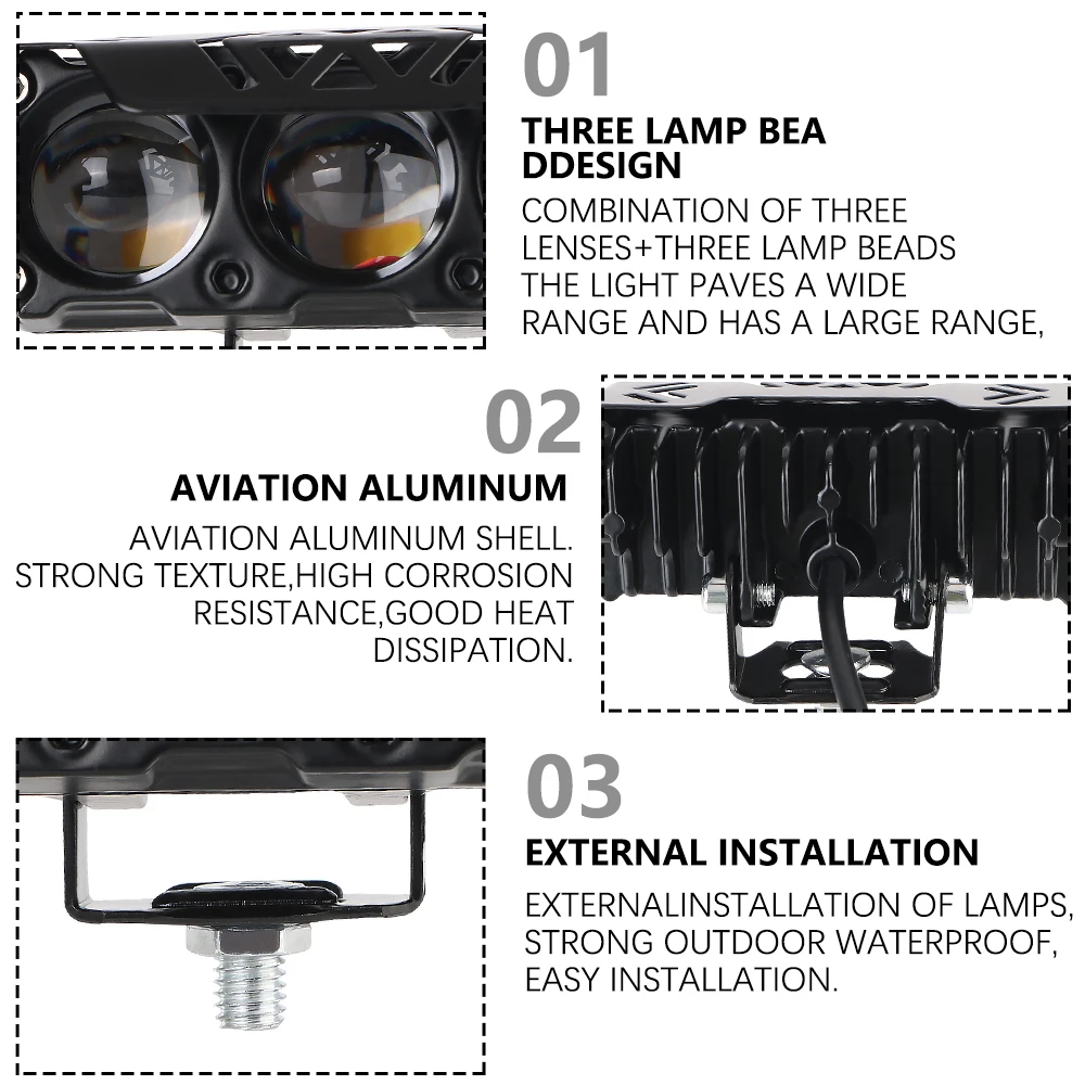 Moto Fog lamp motorcycle High low beams Work light Scooters motorcycle Headlights led Lens spotlight 3 Lens Super bright light