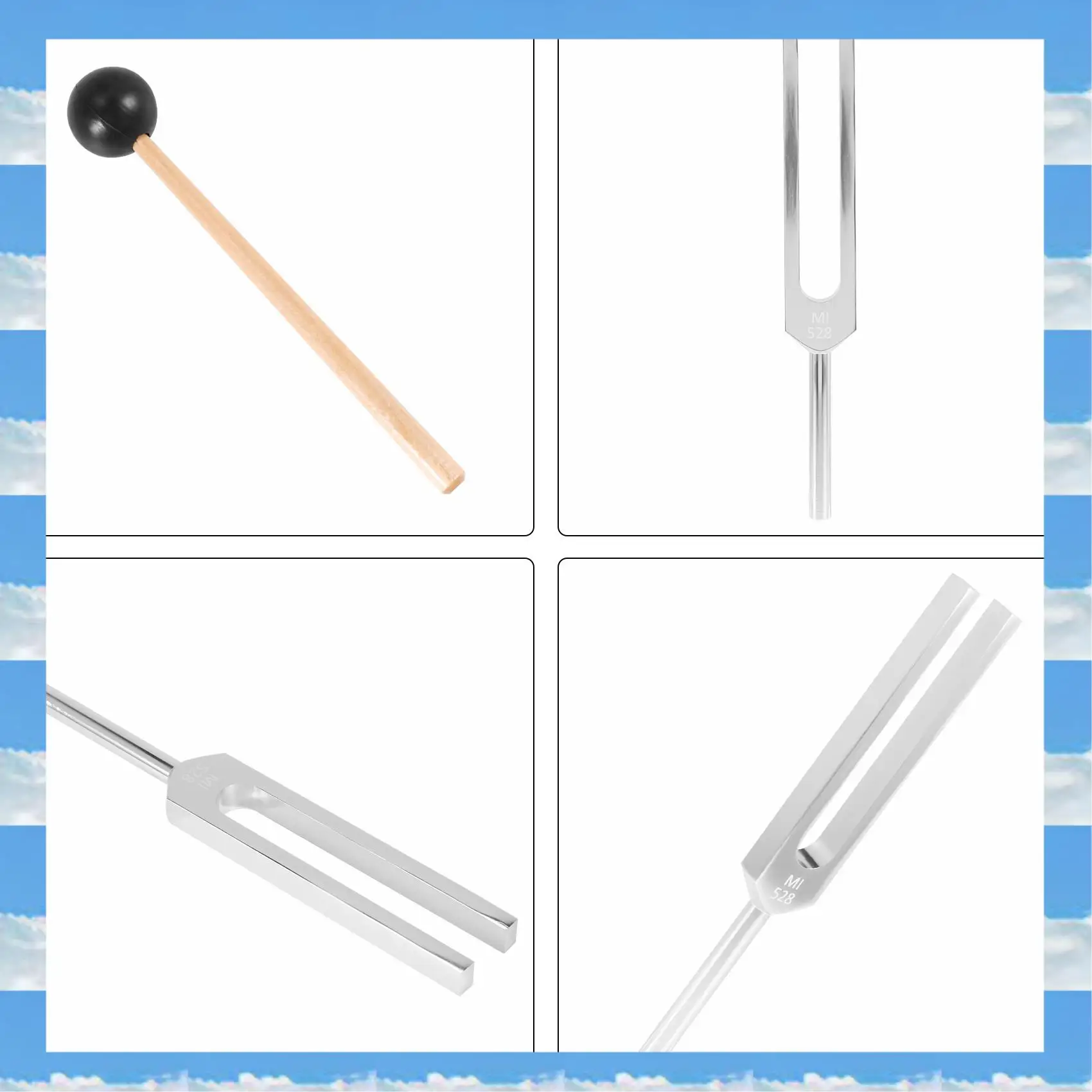 

A11I Aluminum Alloy + Wood Tuning Fork Chakra Hammer Ball Diagnostic 528HZ With Mallet Set Nervous System Testing Tuning Fork He