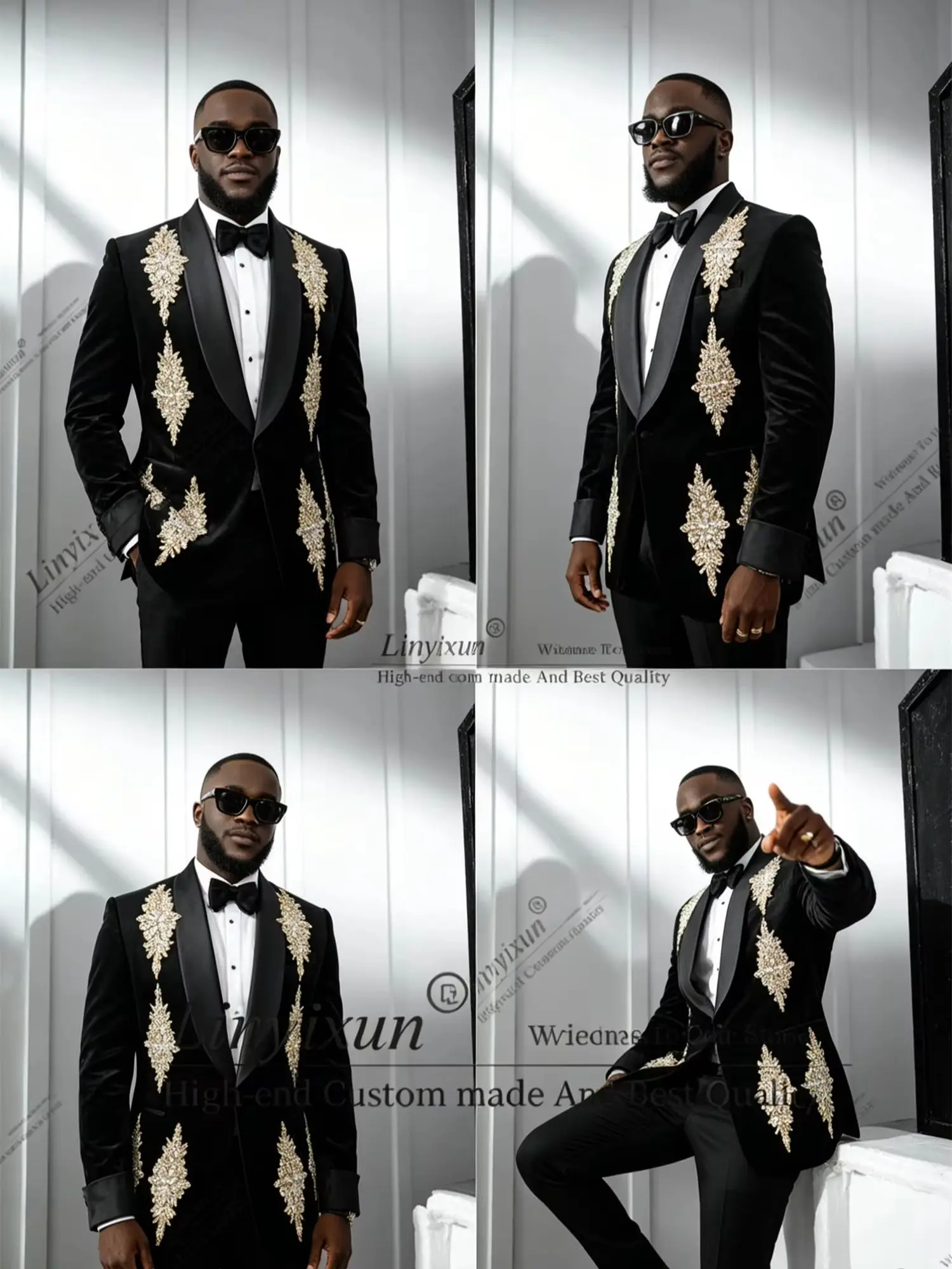 

Elegant Rhinestone Men's Suits 2 Pieces Wedding Groom Sets Formal Man Shawl Lapel Suit Set Banquet Party Wear Tuxedo ropa hombre