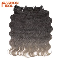 FASHION IDOL Body Wave Crochet Hair 22 Inch Soft Long Synthetic Hair Goddess Braids Wavy Ombre Blonde Hair Extensions