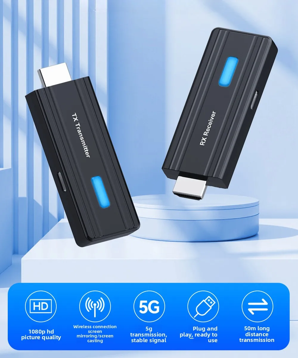 

Беспроводной HD-удлинитель 50 м, передатчик и приемник видео 1080P, беспроводной HD-совместимый адаптер для подключения камеры, ПК к телевизору