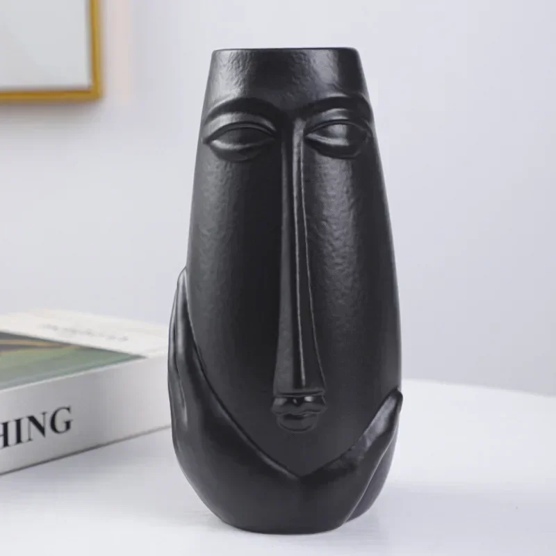 

Nordic Ins Cold Wind Creative Face Ceramic Vase Ornament Entrance Living Room Bedroom Desktop Dining Table Home Art Decoration