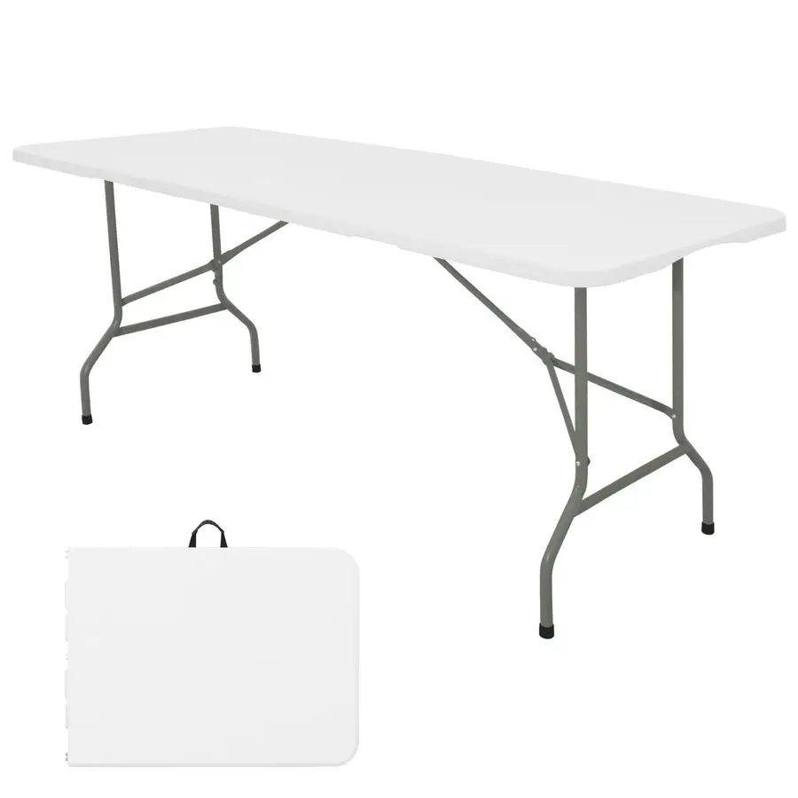 

Table 6 FT Lightweight Camping Table Portable Plastic Rectangular Outdoor Dining Table Steel Legs FoldinHalf with Carrying Handl