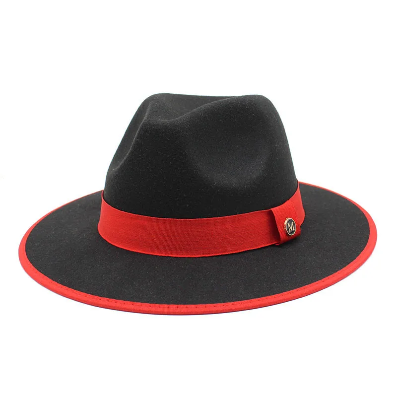 Autumn And Winter Woolen Hat British Style Fedora Hat Wide Brim Hemming Cap Felt Cap Wool Fedoras Jazz Hat