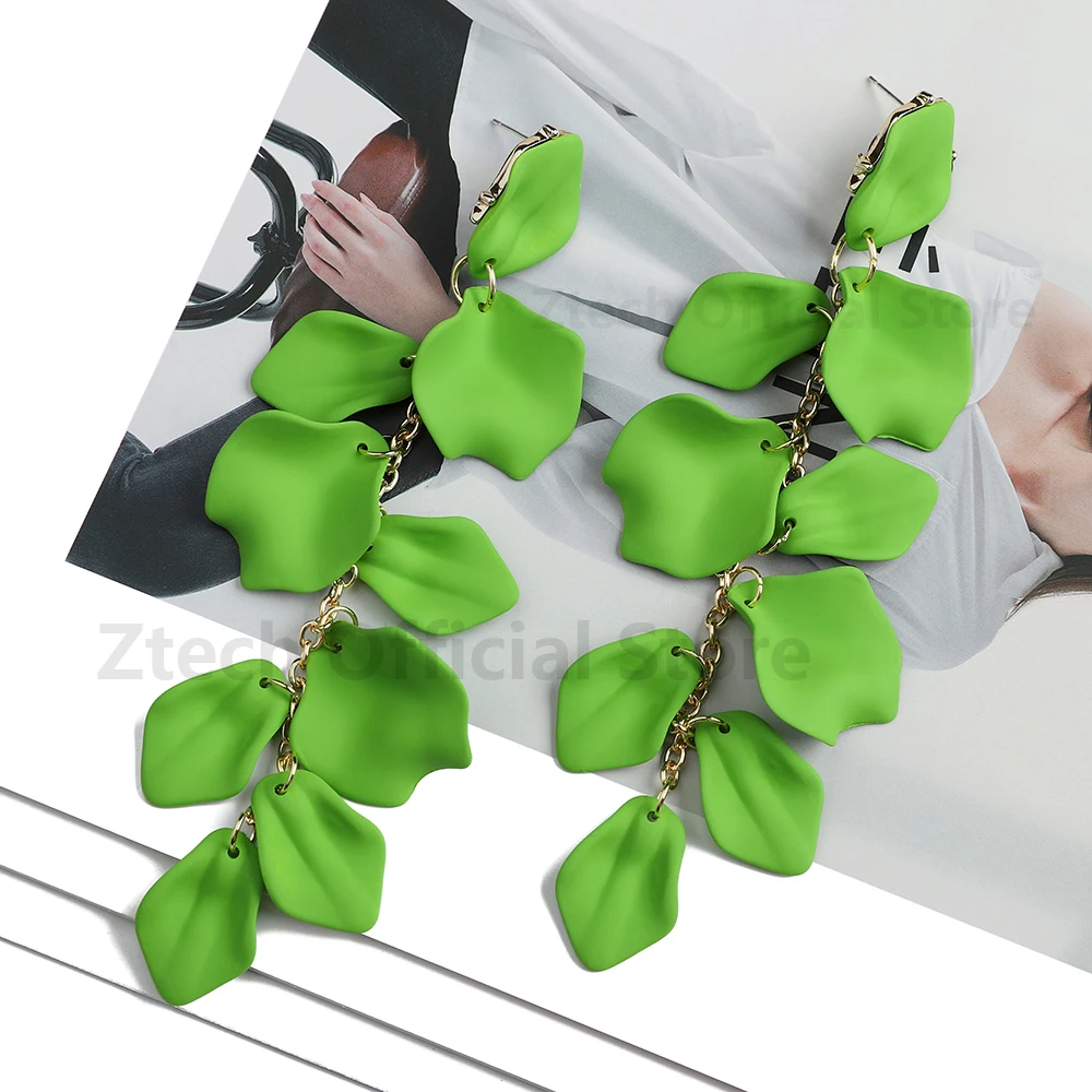Romantic Sweet Multicolor Acrylic Petals Long Tassel Dangle Earrings For Women Luxury Wedding Party Fashion Jewelry Accessories image 5