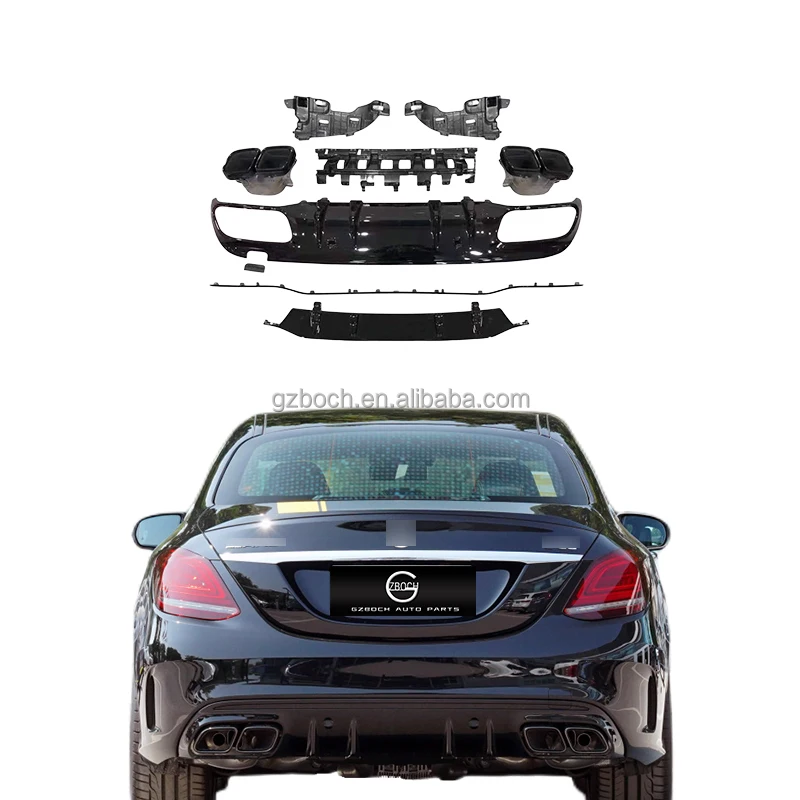 Genuine rear diffuser For Benz W205 C-class C200L C240 C250 C280 upgrade C63 AMG Rear lip exhaust pipe amg bumper lip tips