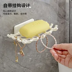 Wall Mounted No-Punch Soap Holder Grid Soap Dish Soap Box Sponge Dish Bathroom Accessories Soap Dishes Self Adhesive