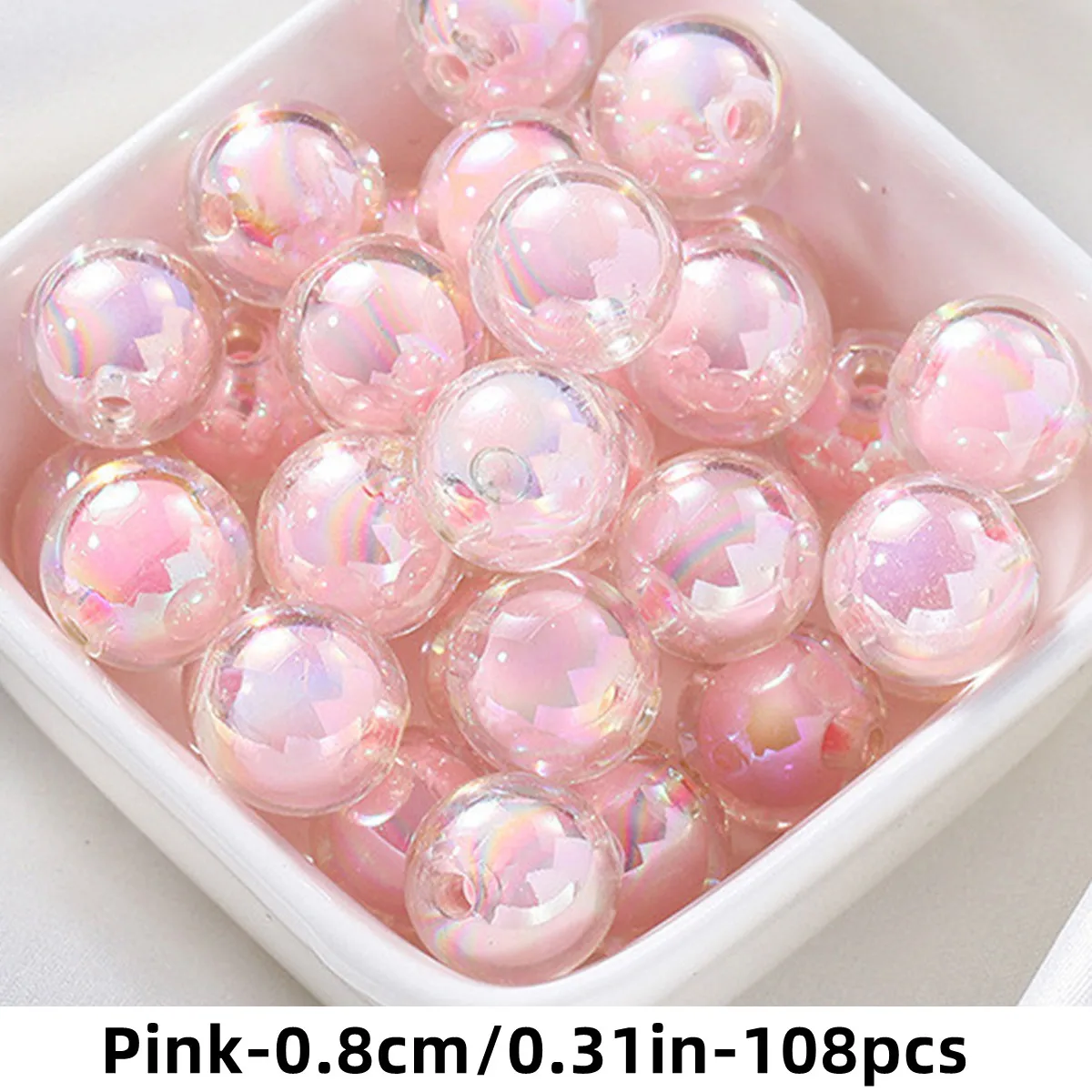 108/54 Stück 8/10 mm rosa Acrylperlen, Abstandsperlen. Lose Perlen DIY Perl-in-Perl-Material, Dekorationsperlen – Detail 7